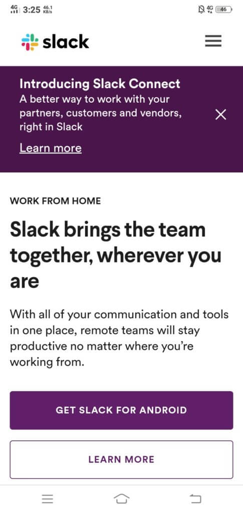 Slack Mobile Example