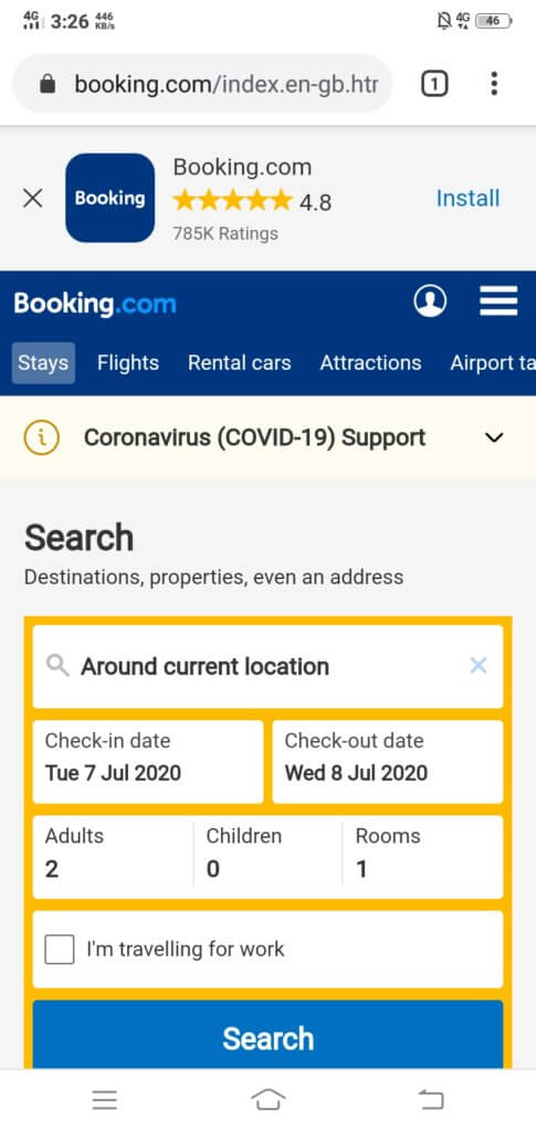 Booking.com Mobile example